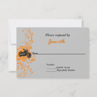Motorcycle Wedding Grey, Orange, Black RSVP