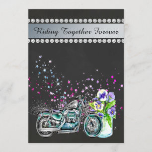 Motorcycle Wedding Invitation with Mason Jar
