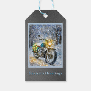 Motorcycle with Christmas Lights Gift Tags