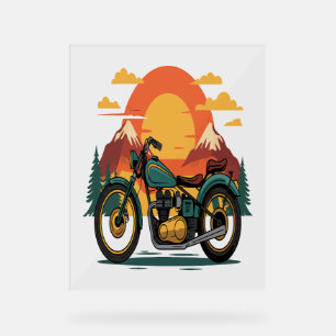 Motorcycle with USA Flag, 4th July Acrylic Sign