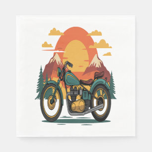 Motorcycle with USA Flag, 4th July Napkin