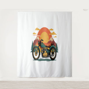 Motorcycle with USA Flag, 4th July Tapestry