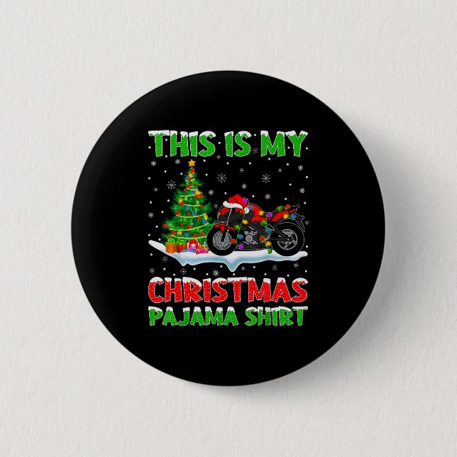 Motorcycle Xmas Tree Lights This Is My Christmas P 2 Inch Round Button (Front)