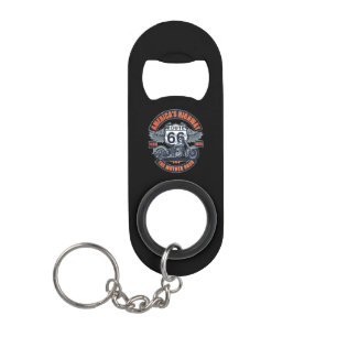 Motorcycles and Route 66 Keychain Bottle Opener