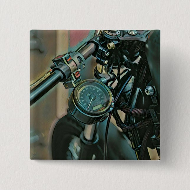 Motorcycles gift 2 inch square button (Front)