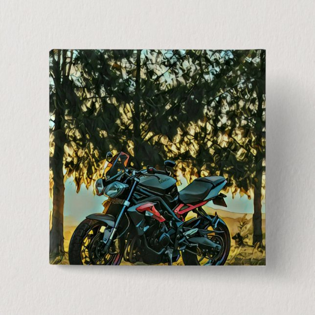 Motorcycles gift 2 inch square button (Front)