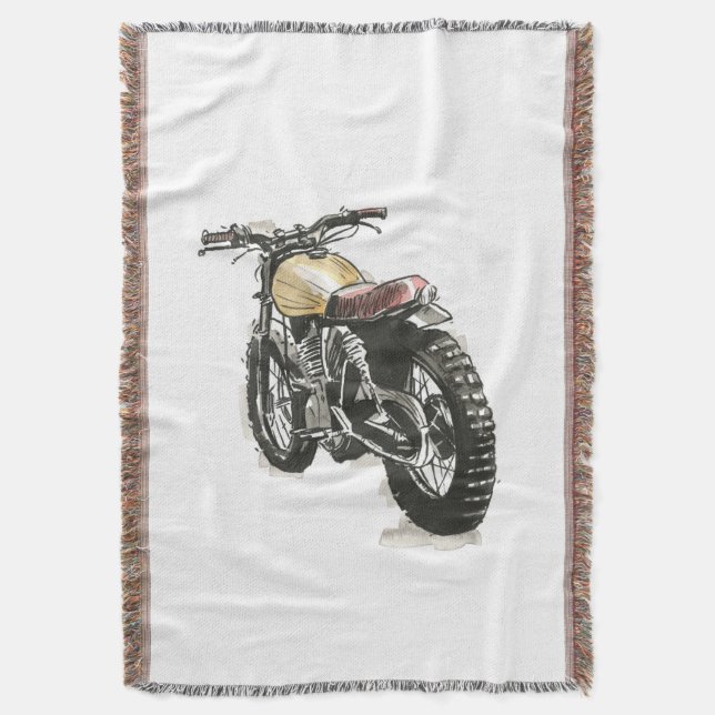 Motorcycles in Ink III Throw Blanket (Front Vertical)