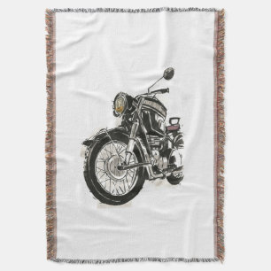 Motorcycles in Ink IV Throw Blanket