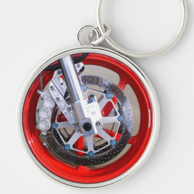 Motorcycles Motorcycle Wheel Red Rims Photo Keychain (Front)
