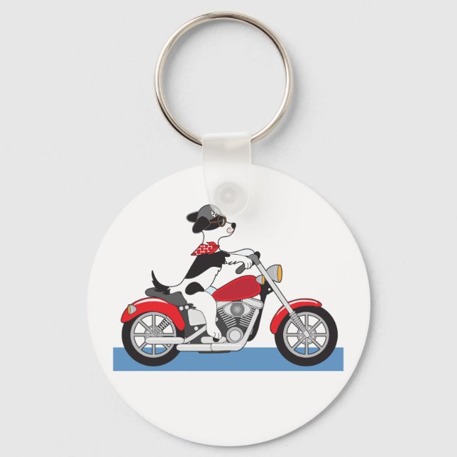 Motorcycling Dog Keychain (Front)