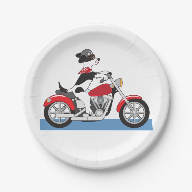 Motorcycling Dog Paper Plate (Front)