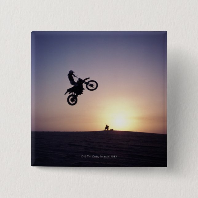 Motorcyclist 2 Inch Square Button (Front)
