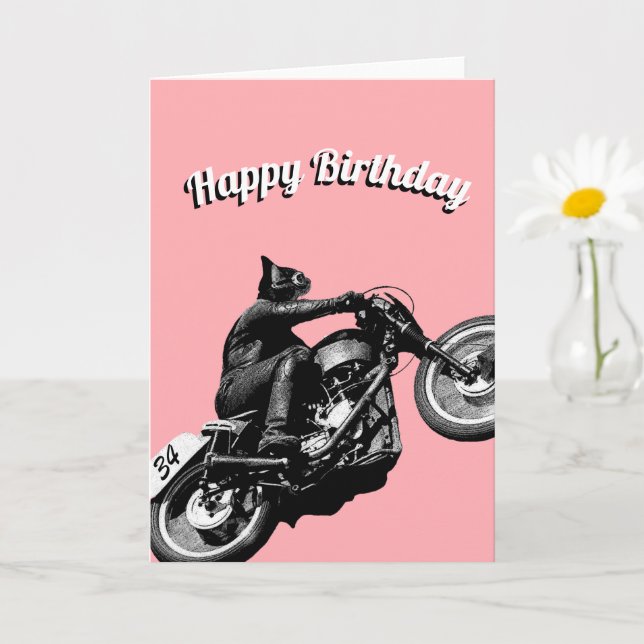 Motorcyclist Birthday Card (Small Plant)