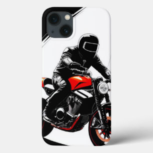 🏍️ Motorcyclist Cruising Through Modern City iPhone 13 Case