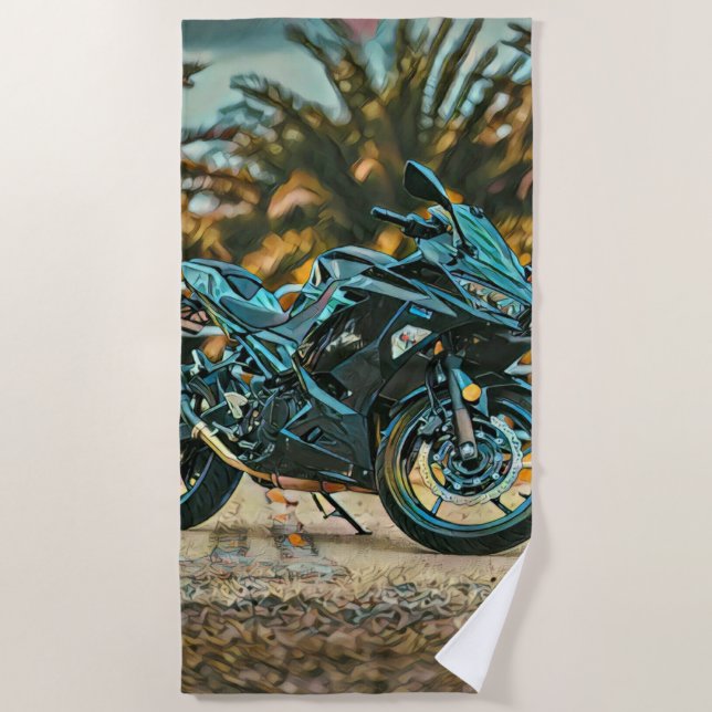 Motorcyclist gifts beach towel (Front)