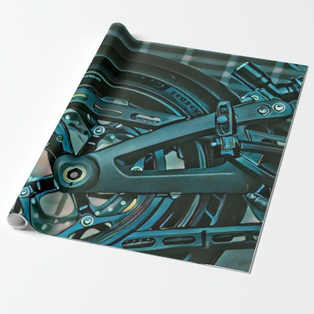 Motorcyclist gifts wrapping paper (Unrolled)