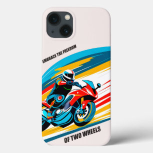 Motorcyclist in a Vibrant Abstract Surrounding iPhone 13 Case