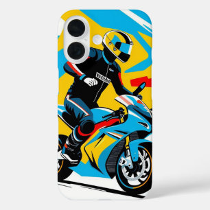 Motorcyclist Leaning into a Sharp Turn iPhone 16 Case