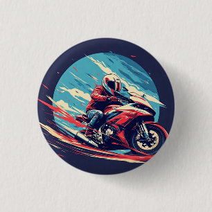 Motorcyclist Racing 1 Inch Round Button
