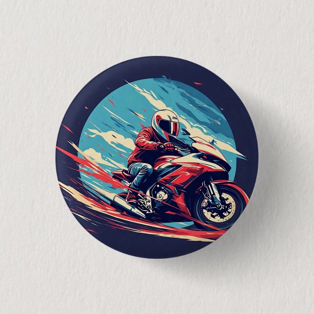 Motorcyclist Racing 1 Inch Round Button (Front)