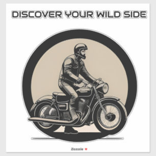 Motorcyclist Riding Classic Motorcycle