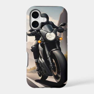 Motorcyclist Riding High-Performance Bike