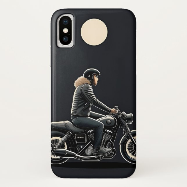 Motorcyclist Riding Under Moonlit Sky Case-Mate iPhone Case (Back)