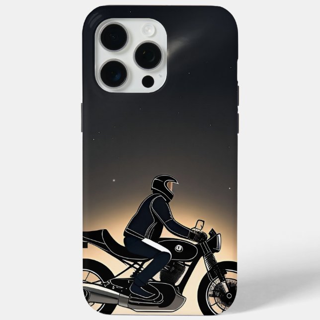 Motorcyclist Riding Under Moonlit Sky Case-Mate iPhone Case (Back)