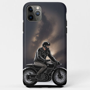 Motorcyclist Riding Under Moonlit Sky iPhone 11 Pro Max Case