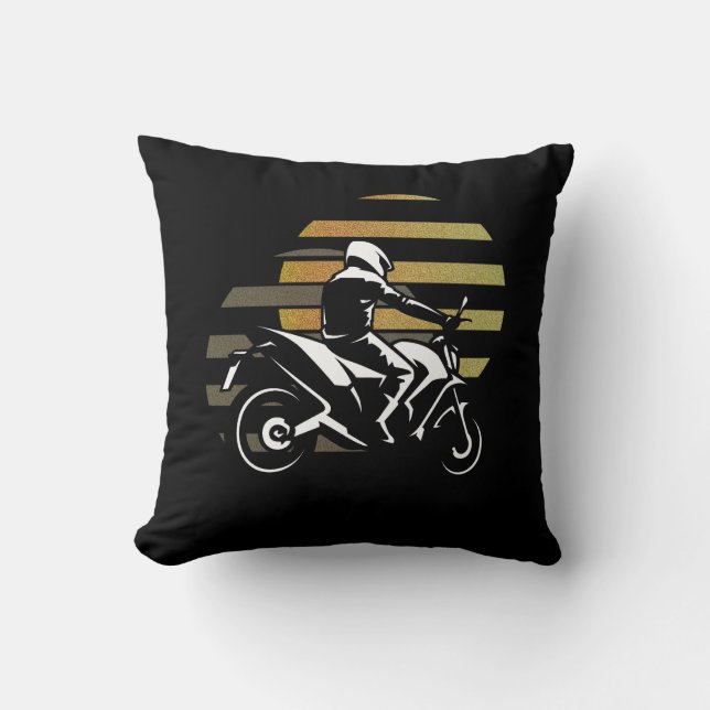Motorcyclist Throw Pillow (Front)