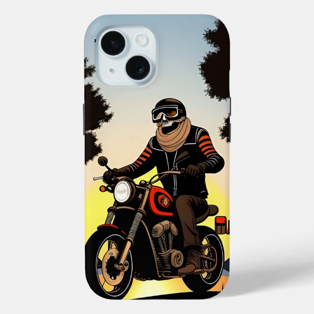 Motorcyclist With Skull Mask Riding Case-Mate iPhone Case (Back)