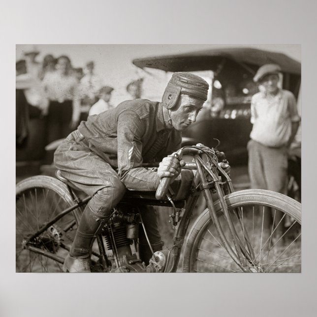 Motorcyle Racer, 1922. Vintage Photo Poster (Front)