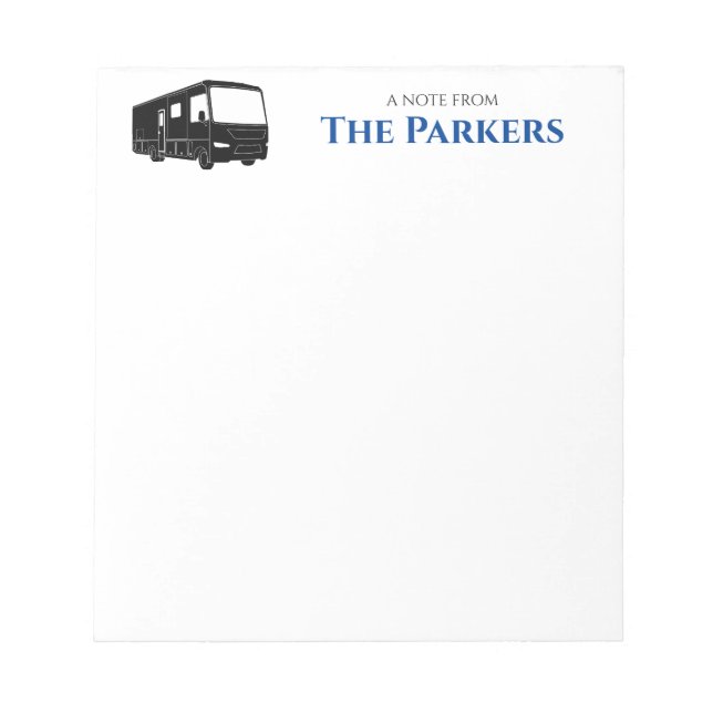 Motorhome / Camper / RV - Bloc-notes personnalisé (Devant)