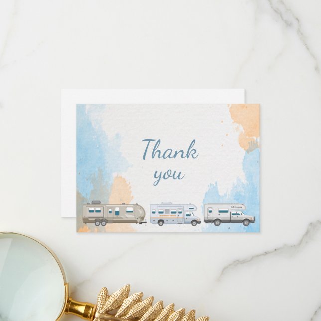 Motorhome RV Camper Trailer Thank You Card (Front/Back In Situ)