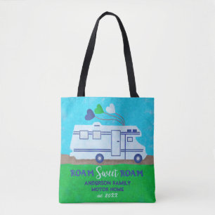 Motorhome RV Camper Travel   Add Family Name Tote Bag