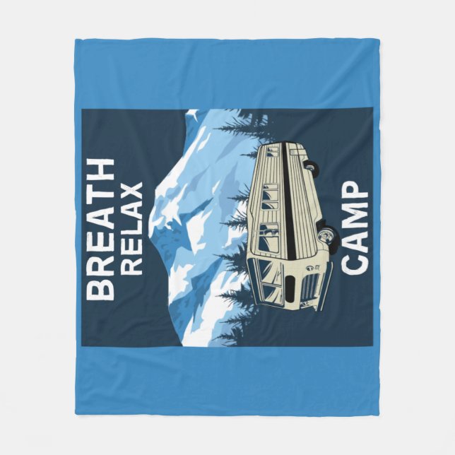 Motorhome RV | Camper | Travel Van | Retro Mug Fleece Blanket (Front)