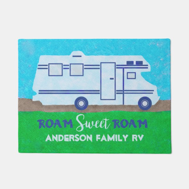 Motorhome RV Camper Travel Van Roam | Custom Name Doormat (Front)