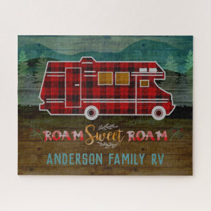 Motorhome RV Camper Travel Van Rustic Personalized Jigsaw Puzzle