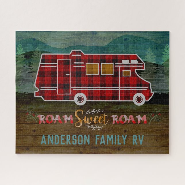 Motorhome RV Camper Travel Van Rustic Personalized Jigsaw Puzzle (Horizontal)