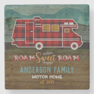 Motorhome RV Camper Travel Van Rustic Personalized Stone Coaster