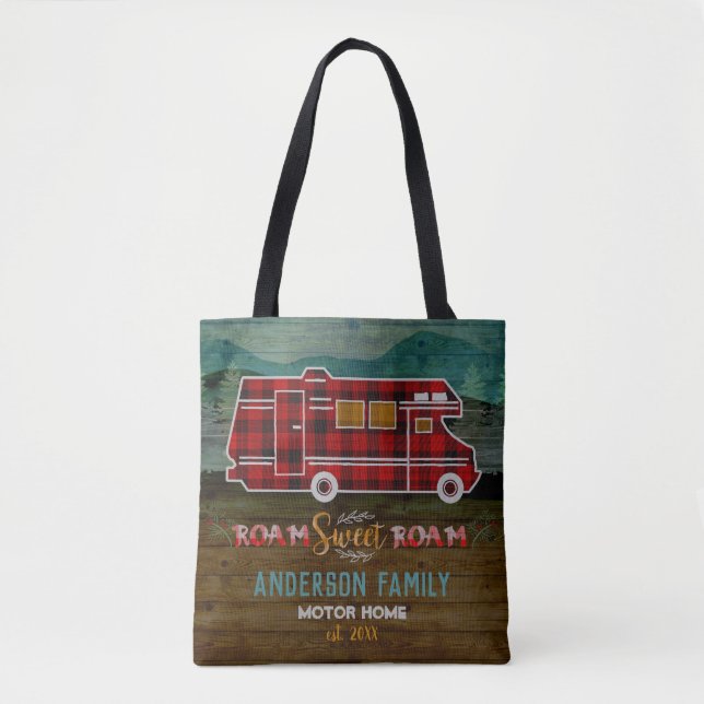 Motorhome RV Camper Travel Van Rustic Personalized Tote Bag (Front)