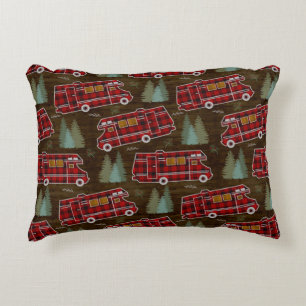 Motorhome RV Camper Travel Van Rustic Pine Pattern Accent Pillow