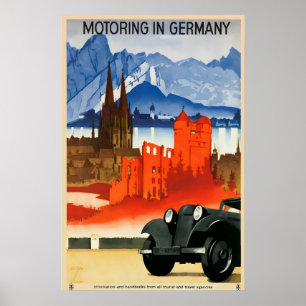 Motoring in Germany Vintage Travel Poster