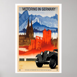 Motoring in Germany Vintage Travel Poster - Framed