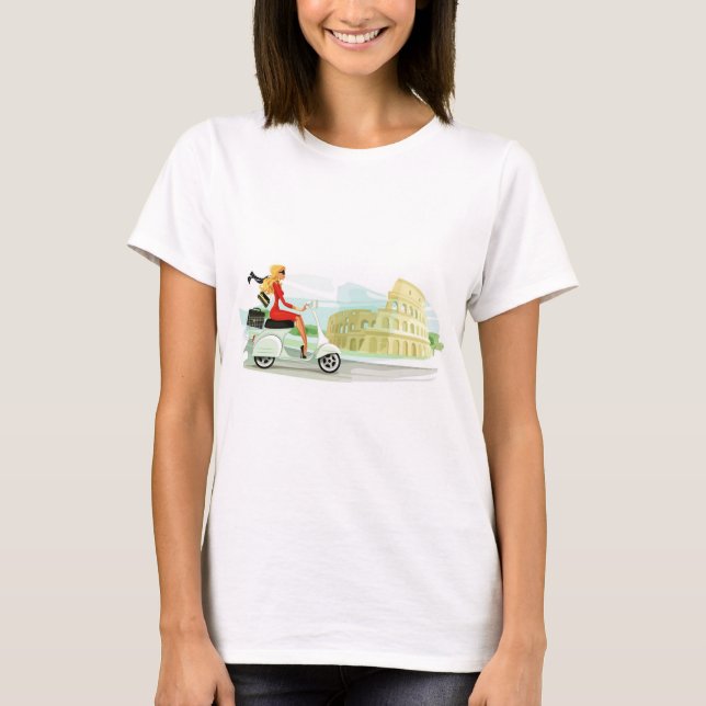 Motorino Girl in Rome T-Shirt (Front)