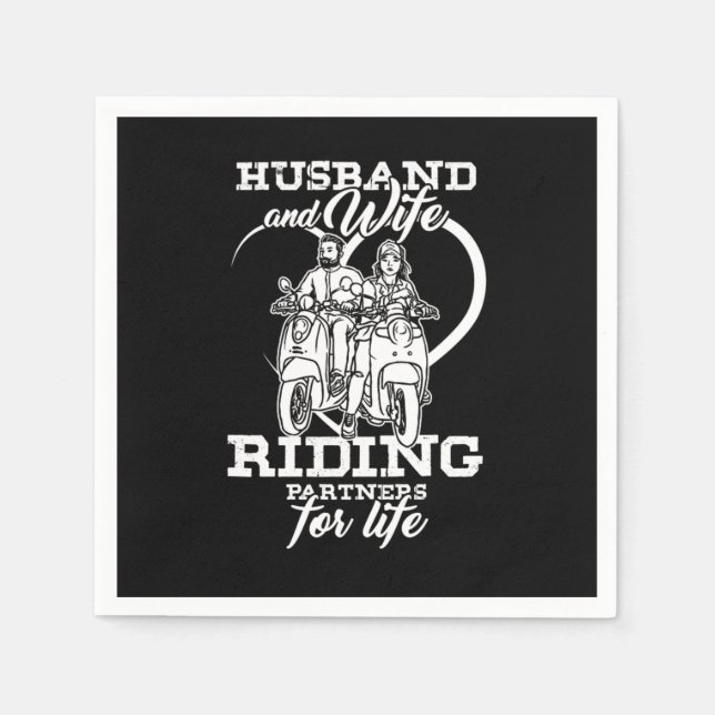 Motorist Couple Lovers Motorcycle Husband And Wife Napkin (Front)