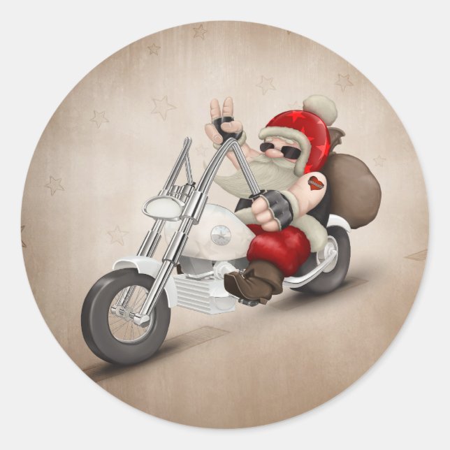 Motorized Santa Claus Classic Round Sticker (Front)