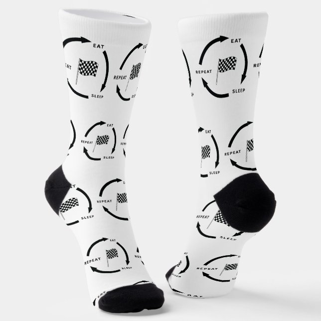 Motorsport Eat Sleep Repeat Sports Fan Saying Socks (Angled)