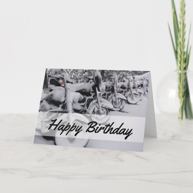 Motos en neige hivernale Carte d'anniversaire pour (Devant)