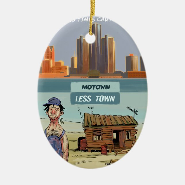 Motown LessTown Funny Ceramic Ornament (Front)